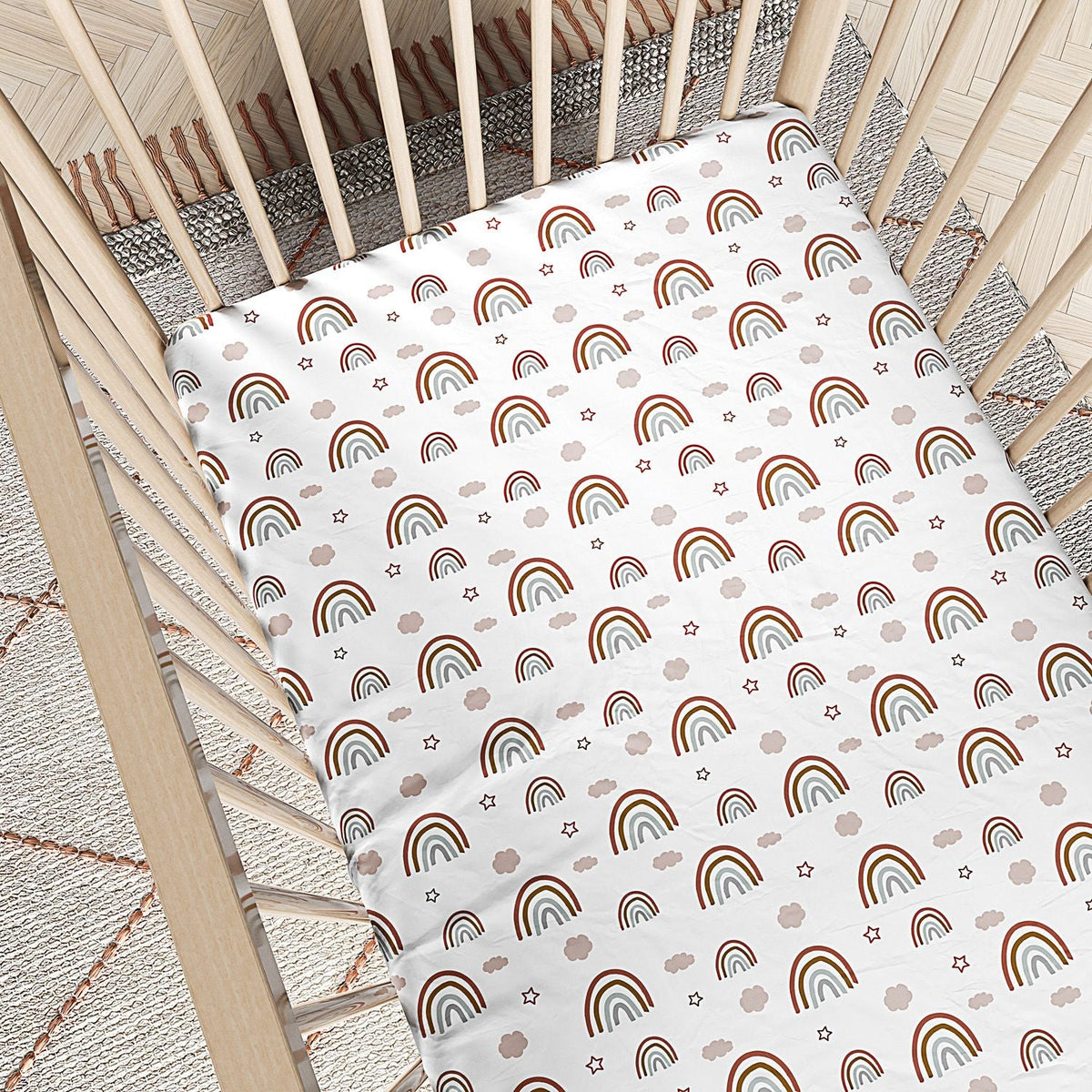 3 Piece Boho Rainbow Crib Bedding Set Grão de Gente