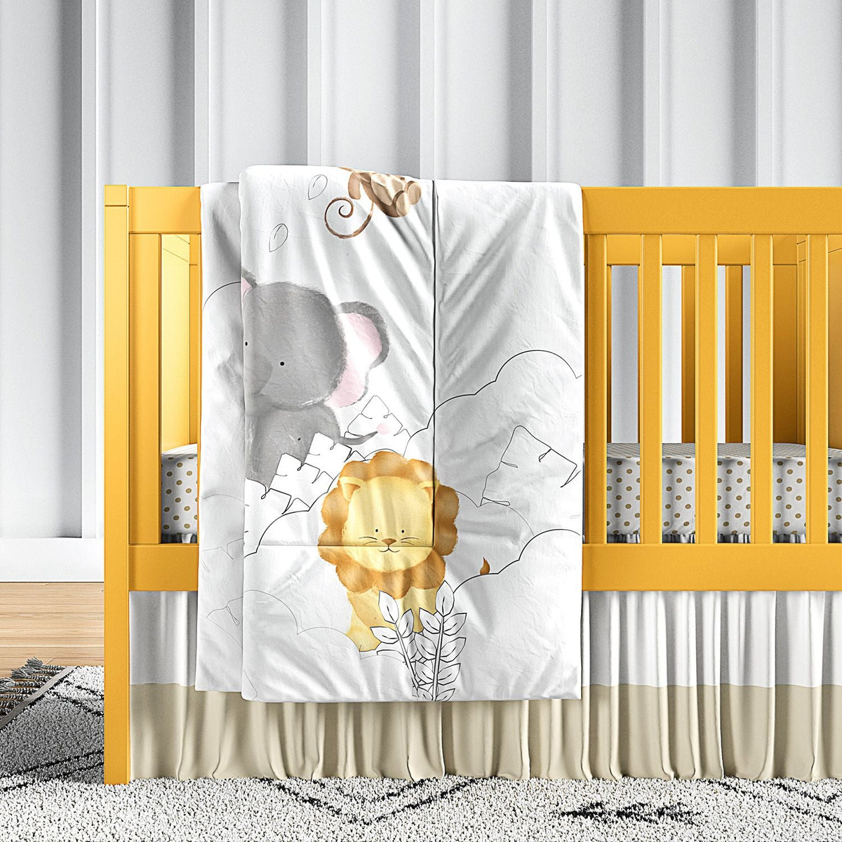 3 Piece Watercolor Safari Crib Bedding Set – Grão de Gente, image size:1200x1200